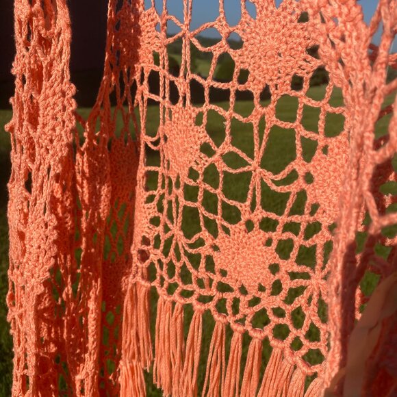 🍄464-You Are UK2LA😁💛 Salmon Mandella Crochet Vest - Picture 10 of 11